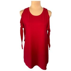 NWT Sheila Rose Crew Neck Cold Shoulder Tie Sleeve Shirt, Size M
